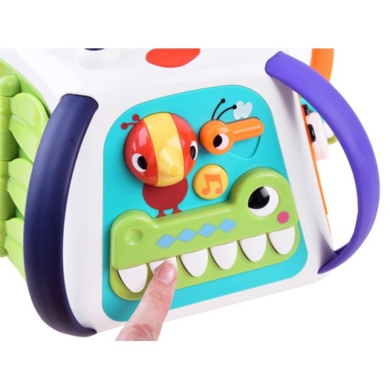 Hola Toys Interaktívna kocka so svetlom a zvukom + mazacia tabuľa + klavír + zrkadlo