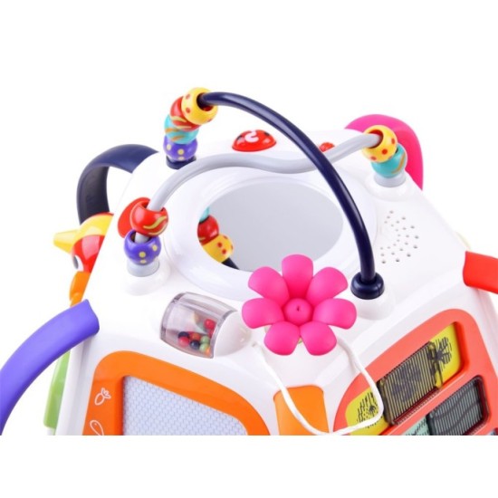 Hola Toys Interaktívna kocka so svetlom a zvukom + mazacia tabuľa + klavír + zrkadlo