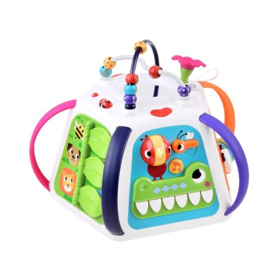 Hola Toys Interaktívna kocka so svetlom a zvukom + mazacia tabuľa + klavír + zrkadlo