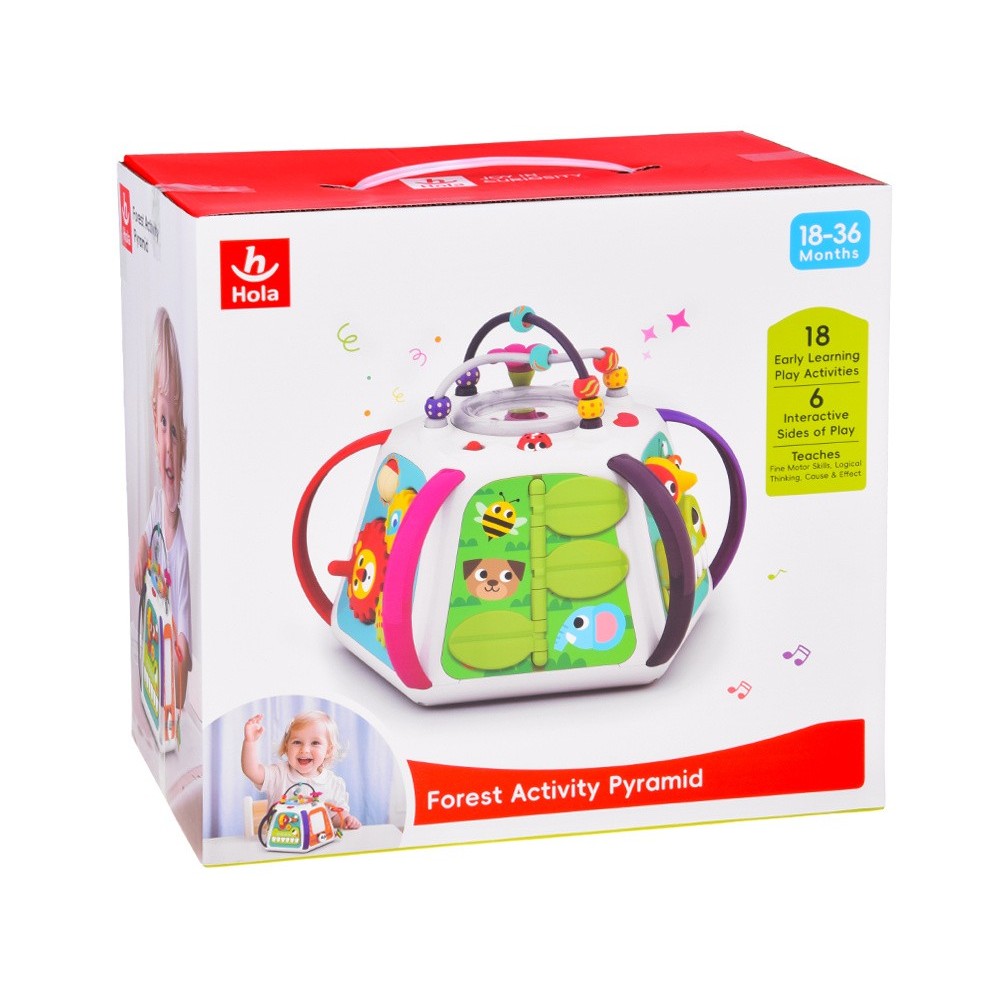 Hola Toys Interaktívna kocka so svetlom a zvukom + mazacia tabuľa + klavír + zrkadlo