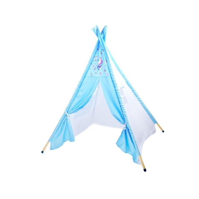 JOKO Detský stan Teepe Wigwam Jednorožec 145cm, modrý