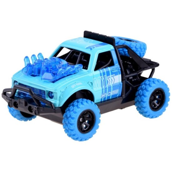 JOKO Kovové Autíčko Predátor 4x4 s vybuchovacím motorom + svetlo a zvuk, modré