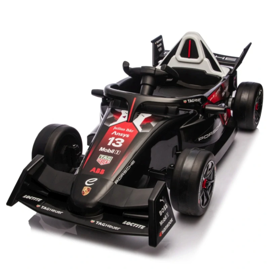 JOKO Elektrické Autíčko, Elektrická Formula Porsche Formula E, penové kolesá, kožené sedadlo, čierna