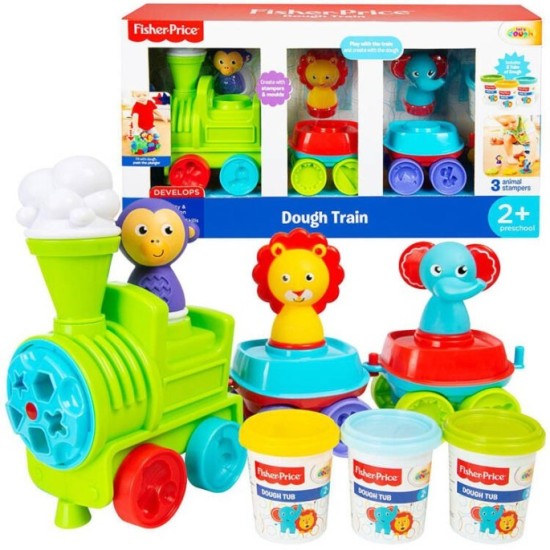 Fisher Price Kreatívny Vláčik Lokomotíva s plastelínou a formičkami