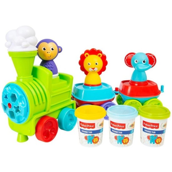 Fisher Price Kreatívny Vláčik Lokomotíva s plastelínou a formičkami