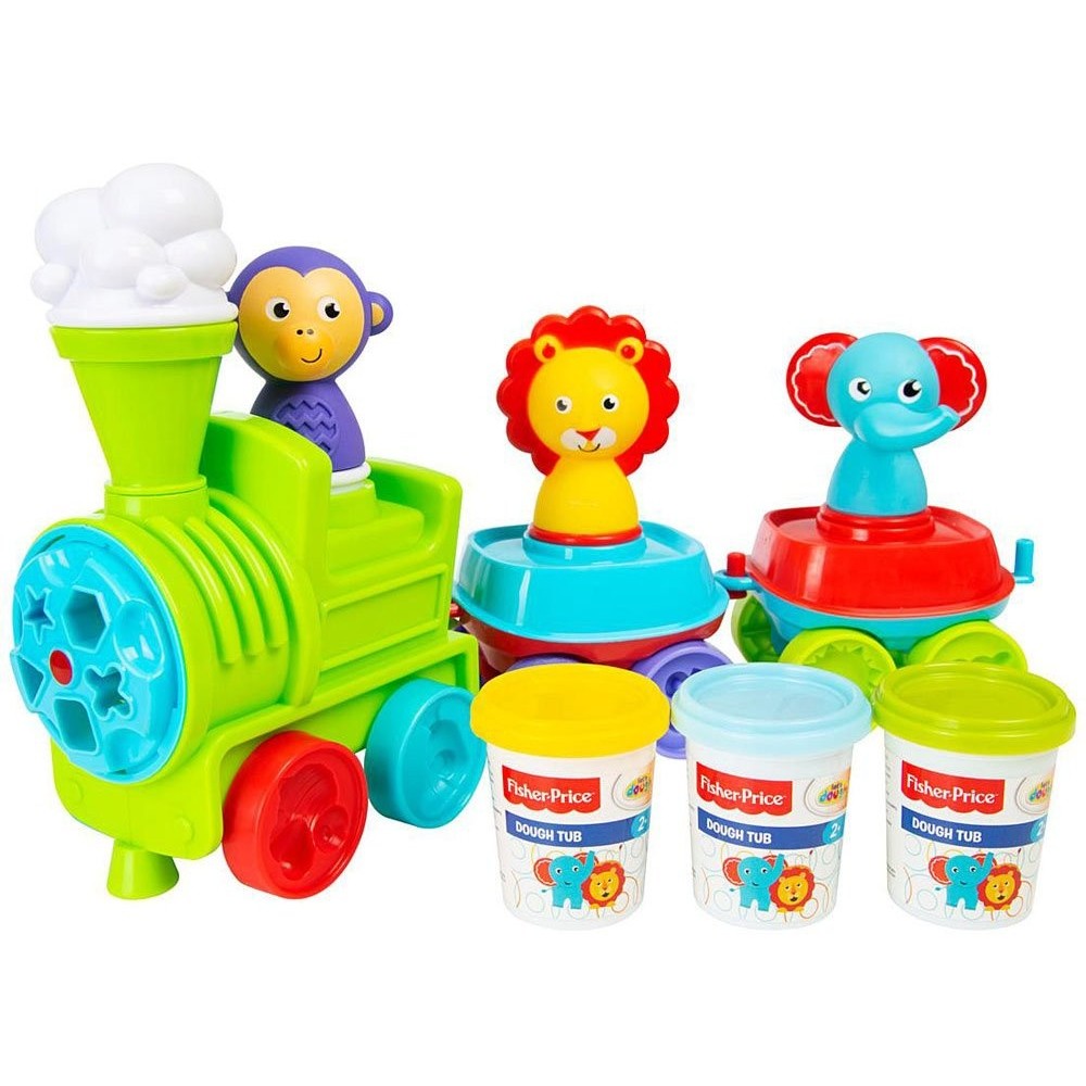 Fisher Price Kreatívny Vláčik Lokomotíva s plastelínou a formičkami
