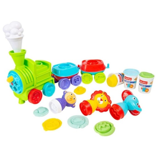 Fisher Price Kreatívny Vláčik Lokomotíva s plastelínou a formičkami