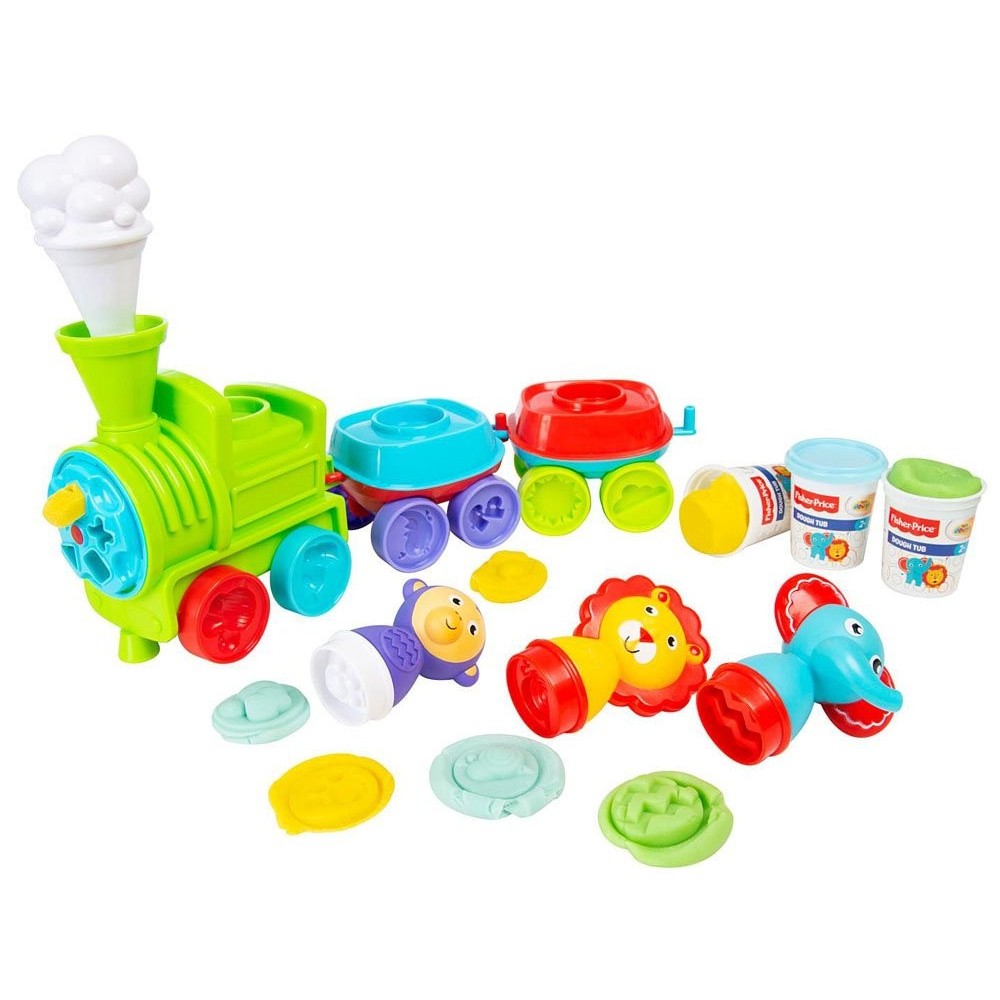 Fisher Price Kreatívny Vláčik Lokomotíva s plastelínou a formičkami