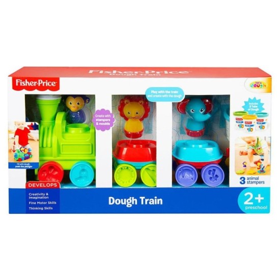 Fisher Price Kreatívny Vláčik Lokomotíva s plastelínou a formičkami