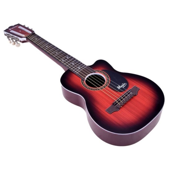 JOKO Detská plastová gitara, 6 kovové struny, hnedá