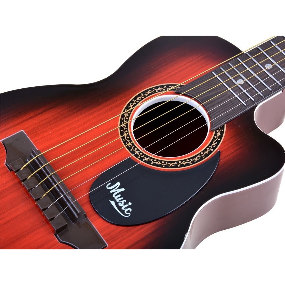 JOKO Detská plastová gitara, 6 kovové struny, hnedá