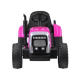 JOKO Elektrický traktor s vlečkou na drevo BLOW, diaľkové ovládanie, penové kolesá, kožené sedadlo, Led svetlá, USB, MP3, ružový