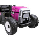 JOKO Elektrický traktor s vlečkou na drevo BLOW, diaľkové ovládanie, penové kolesá, kožené sedadlo, Led svetlá, USB, MP3, ružový