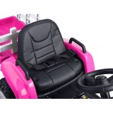 JOKO Elektrický traktor s vlečkou na drevo BLOW, diaľkové ovládanie, penové kolesá, kožené sedadlo, Led svetlá, USB, MP3, ružový