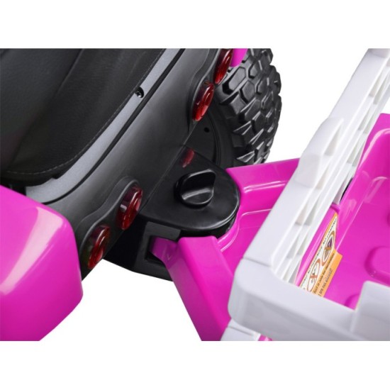 JOKO Elektrický traktor s vlečkou na drevo BLOW, diaľkové ovládanie, penové kolesá, kožené sedadlo, Led svetlá, USB, MP3, ružový