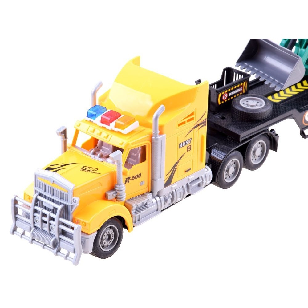 JOKO RC Kamión na diaľkové ovládanie so svetlom + Traktor s radlicou a vlečkou, žltý