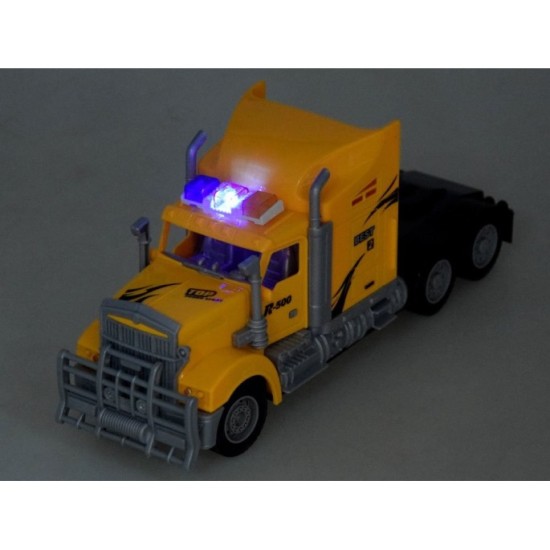 JOKO RC Kamión na diaľkové ovládanie so svetlom + Traktor s radlicou a vlečkou, žltý