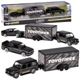 Maisto Sada 3v1 Kovové auto 1:64 Mercedes-Benz G 1988 a Kovové auto BMW M3 E30 s Prívesom, čierne