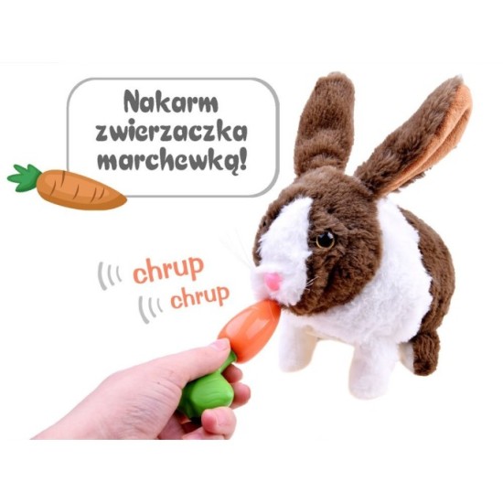 JOKO Interaktívny Zajac zvieratko, skáče, hýbe nosom, hýbe uškami, vydáva zvuky, na batérie, hnedý