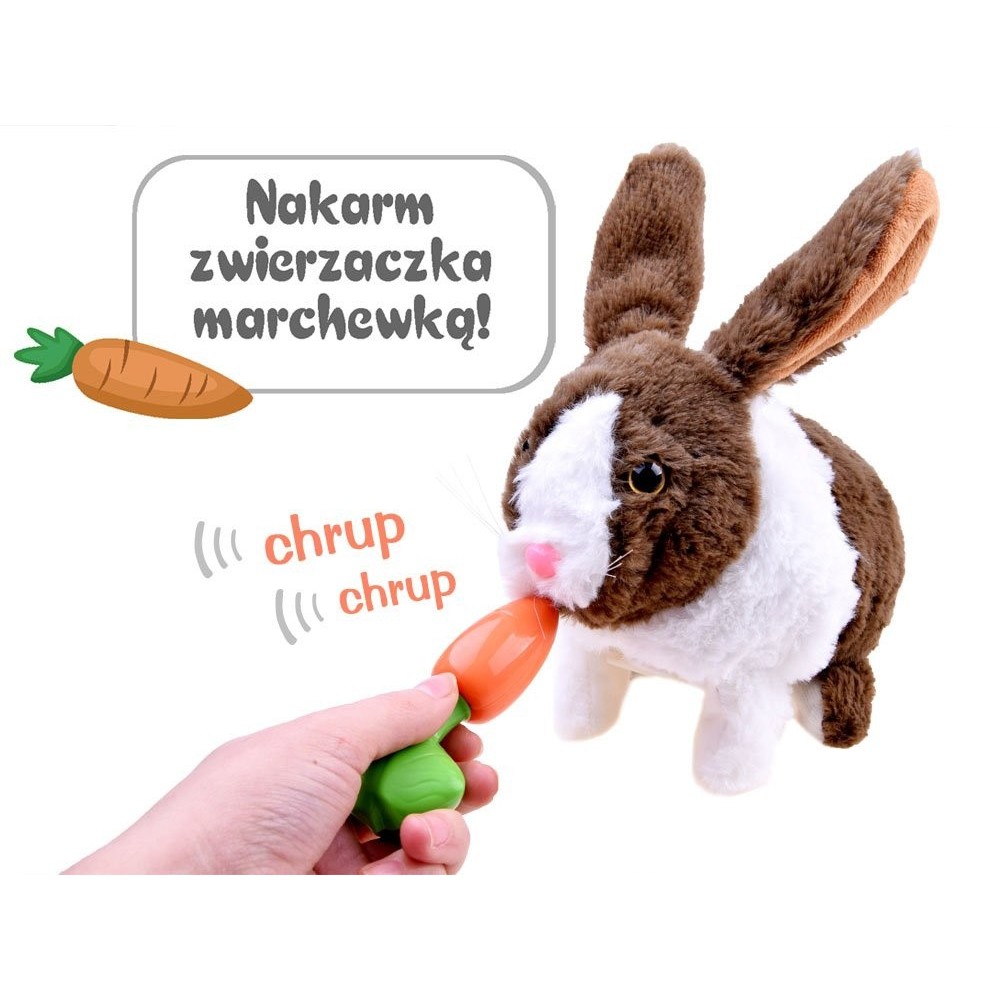 JOKO Interaktívny Zajac zvieratko, skáče, hýbe nosom, hýbe uškami, vydáva zvuky, na batérie, hnedý