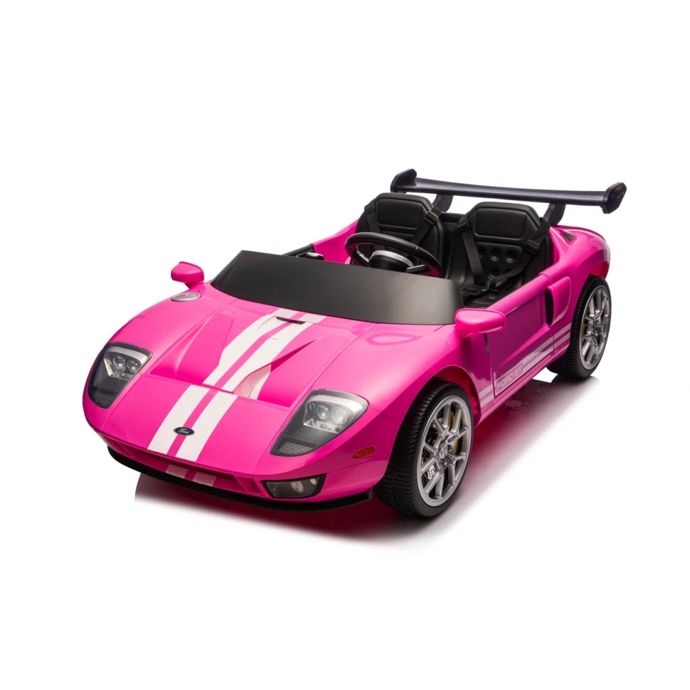 JOKO Elektrické autíčko Ford GT 4x100W, penové kolesá, kožené Dvojmiestne sedadlo,  Nosnosť 59kg, FM rádio, ružové
