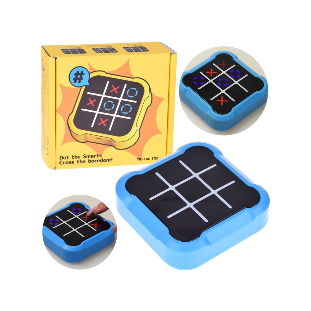 JOKO Pamäťová Elektronická hra 4v1 piškvôrky, pexeso, Tic Tac Toe, modrá
