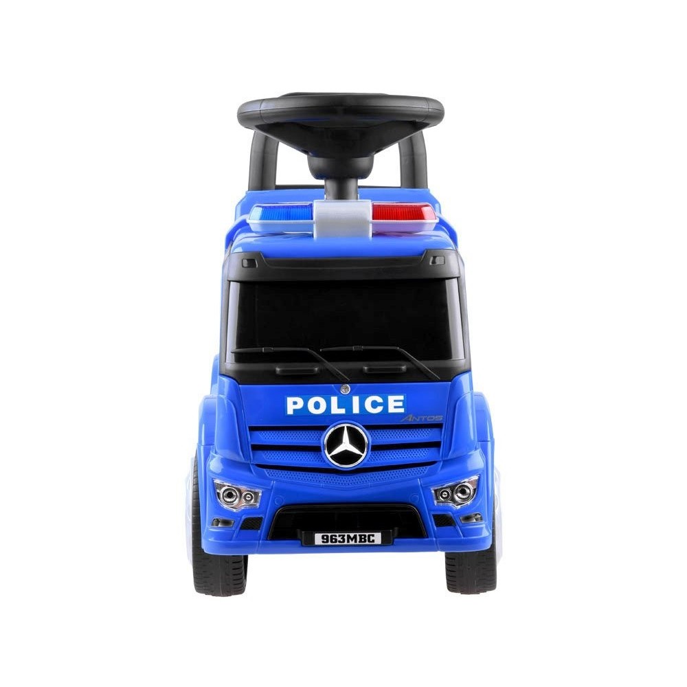 JOKO Odrážadlo Mercedes POLÍCIA so svetlom a zvukom, kožené sedadlo, modré