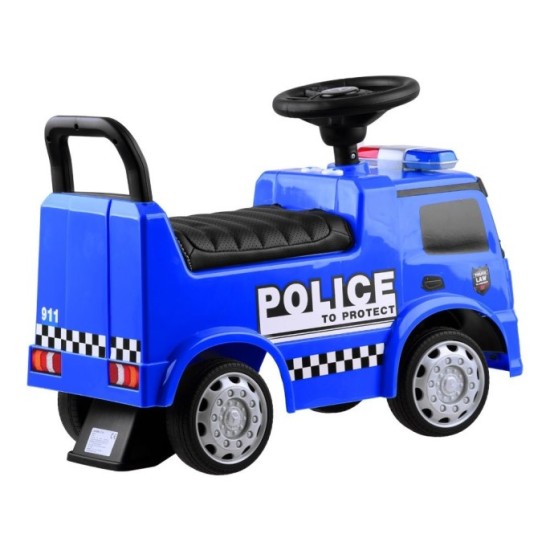 JOKO Odrážadlo Mercedes POLÍCIA so svetlom a zvukom, kožené sedadlo, modré