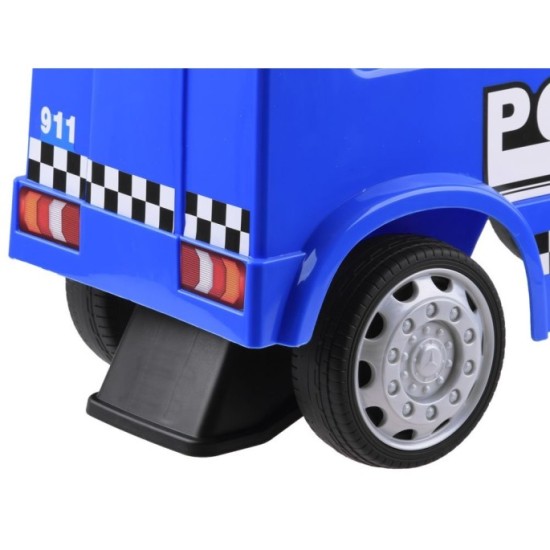 JOKO Odrážadlo Mercedes POLÍCIA so svetlom a zvukom, kožené sedadlo, modré