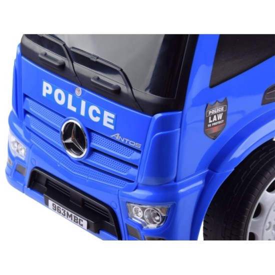 JOKO Odrážadlo Mercedes POLÍCIA so svetlom a zvukom, kožené sedadlo, modré