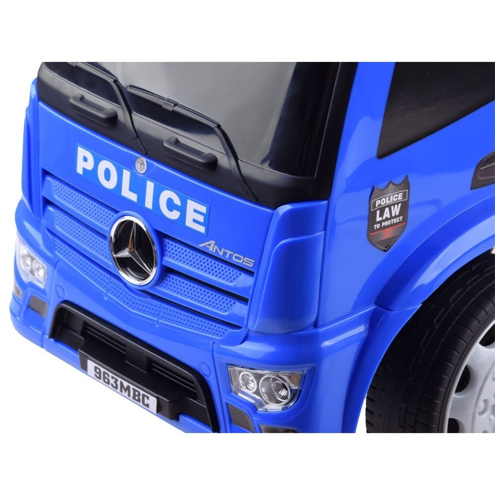 JOKO Odrážadlo Mercedes POLÍCIA so svetlom a zvukom, kožené sedadlo, modré