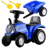 JOKO Odrážadlo traktor pre najmenšich s vlečkou + lopatka + hrable, modrý
