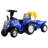 JOKO Odrážadlo traktor pre najmenšich s vlečkou + lopatka + hrable, modrý