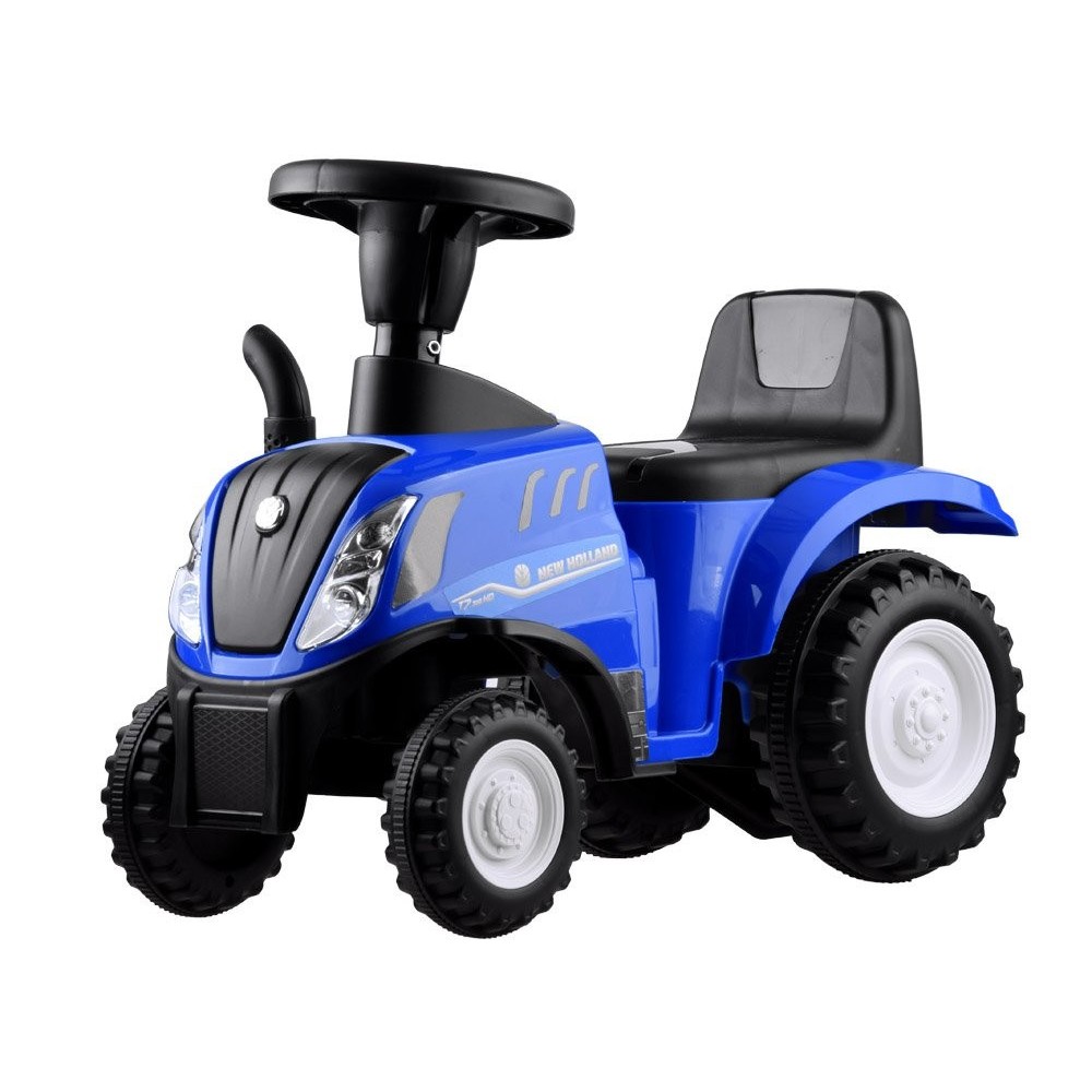 JOKO Odrážadlo traktor pre najmenšich s vlečkou + lopatka + hrable, modrý