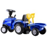 JOKO Odrážadlo traktor pre najmenšich s vlečkou + lopatka + hrable, modrý