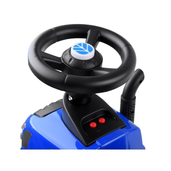 JOKO Odrážadlo traktor pre najmenšich s vlečkou + lopatka + hrable, modrý