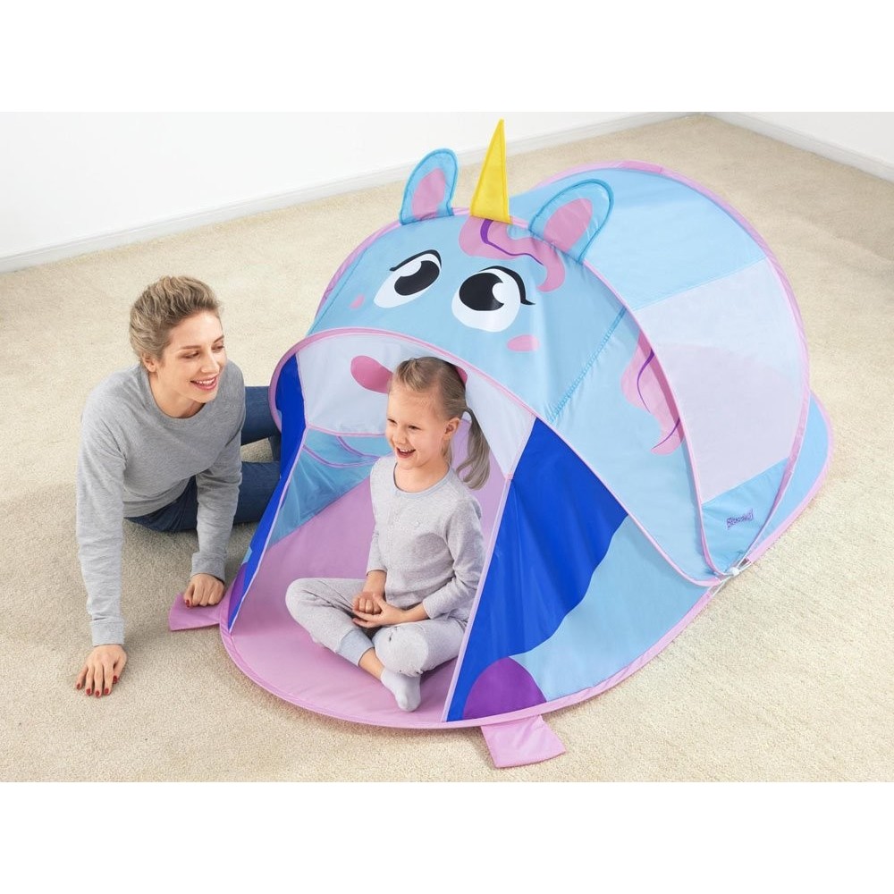 Bestway 68110 Detský Samorozkladací Plážový stan Jednorožec 182x96x81, modrý