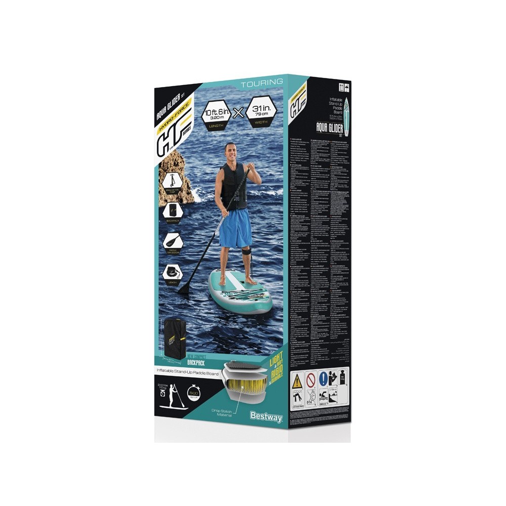 Bestway 65347 Nafukovacia doska Stand up Aqua Glider Paddleboard + veslo + pumpa 320cm, modro biely