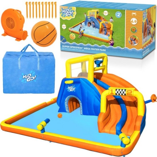 Bestway 53377 Veľké Vodné ihrisko pre deti so šmýkačkou, lezeckou stenou, tunelom, basketbalovým košom