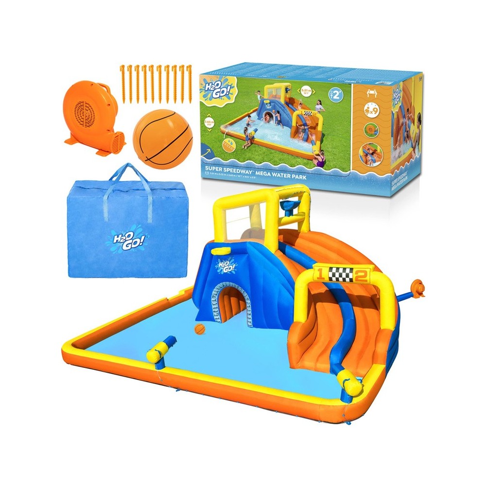 Bestway 53377 Veľké Vodné ihrisko pre deti so šmýkačkou, lezeckou stenou, tunelom, basketbalovým košom