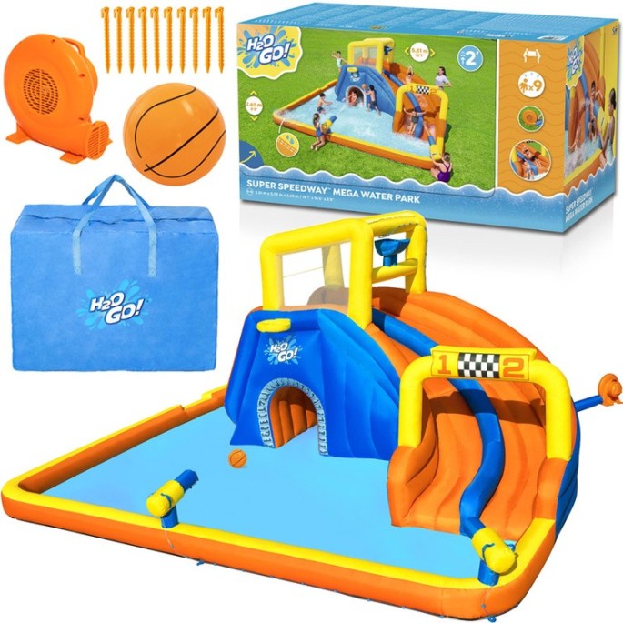 Bestway 53377 Veľké Vodné ihrisko pre deti so šmýkačkou, lezeckou stenou, tunelom, basketbalovým košom