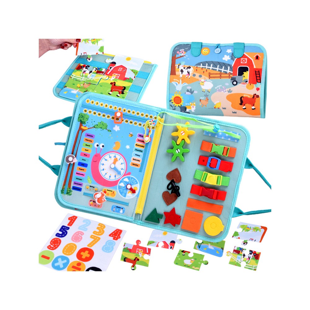 JOKO Montessori Senzorická Kniha s Puzzle Farma, 28 senzorické aktivity pre deti