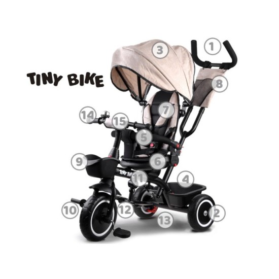 Tiny Bike Detský bicykel, trojkolka 3v1 od 6 mesiacov do 5 rokov, bežový