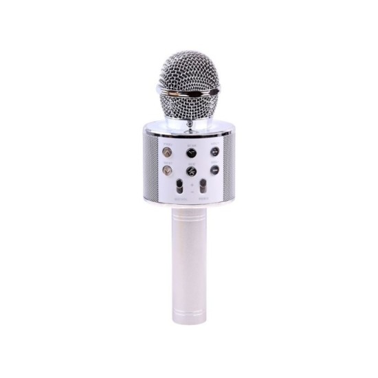 JOKO Mikrofón Karaoke, Bluetooth + nabíjačka, strieborný