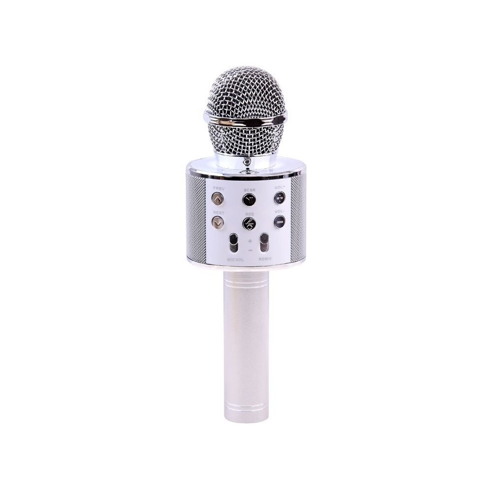 JOKO Mikrofón Karaoke, Bluetooth + nabíjačka, strieborný