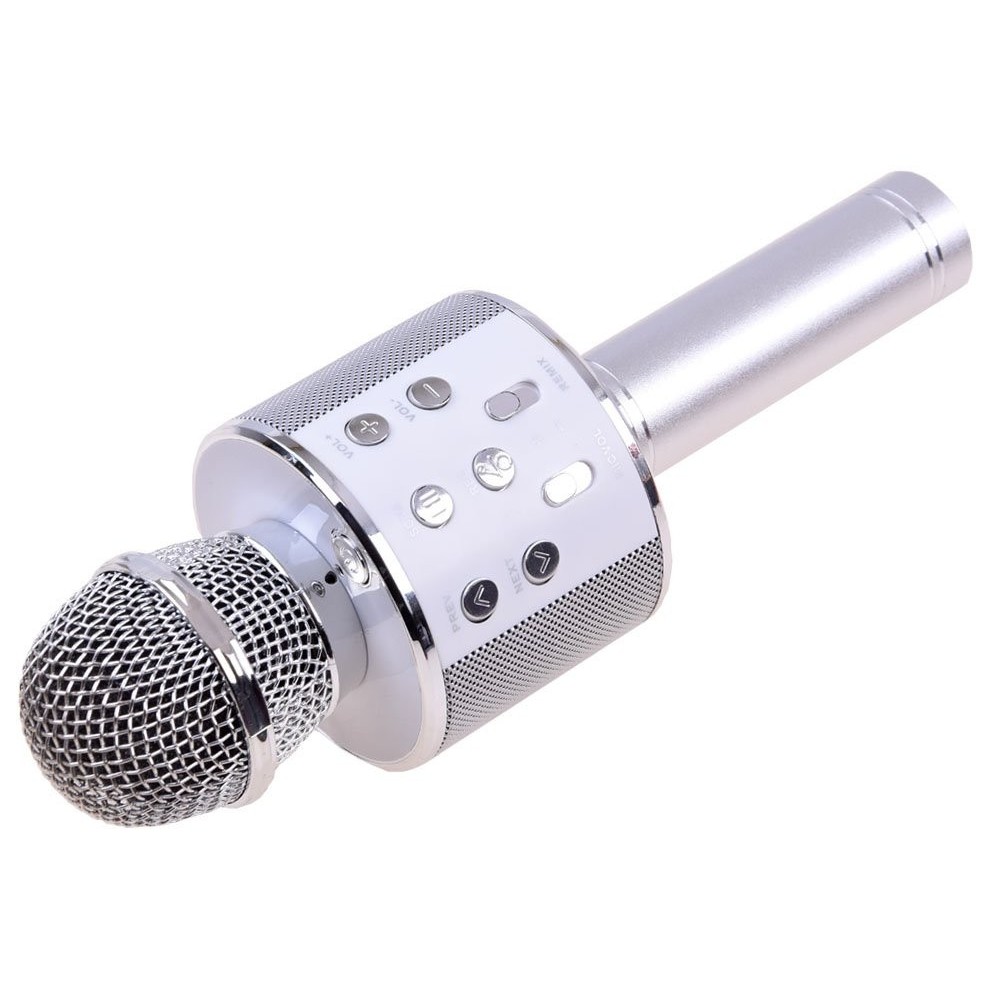JOKO Mikrofón Karaoke, Bluetooth + nabíjačka, strieborný