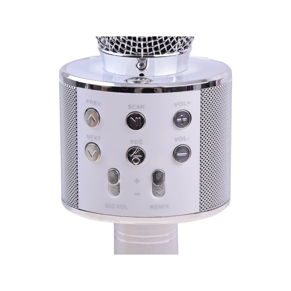 JOKO Mikrofón Karaoke, Bluetooth + nabíjačka, strieborný