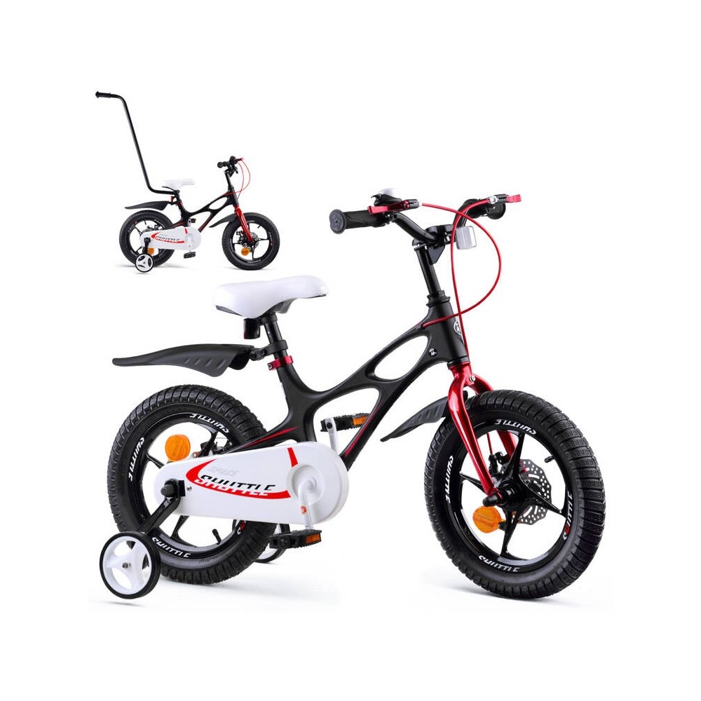 Royal Baby Detský bicykel Space Shuttle 14" s nafukovacími kolesami + pomocné kolieska + zvonček, čierny