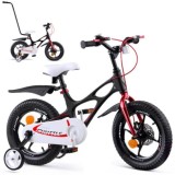Royal Baby Detský bicykel Space Shuttle 14" s nafukovacími kolesami + pomocné kolieska + zvonček, čierny