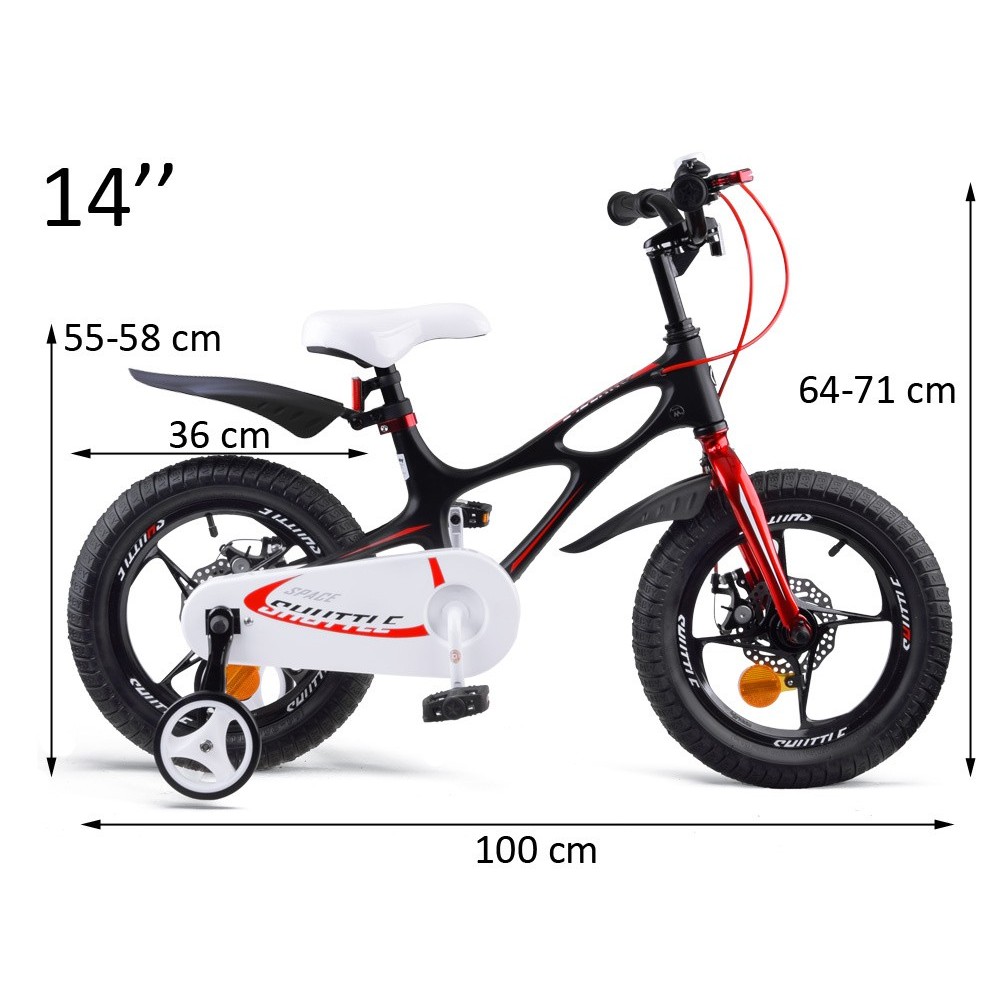 Royal Baby Detský bicykel Space Shuttle 14" s nafukovacími kolesami + pomocné kolieska + zvonček, čierny